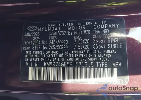 2023 Hyundai Palisade Calligraphy z USA, uszkodzony, nr VIN KM8R74GE5PU581618